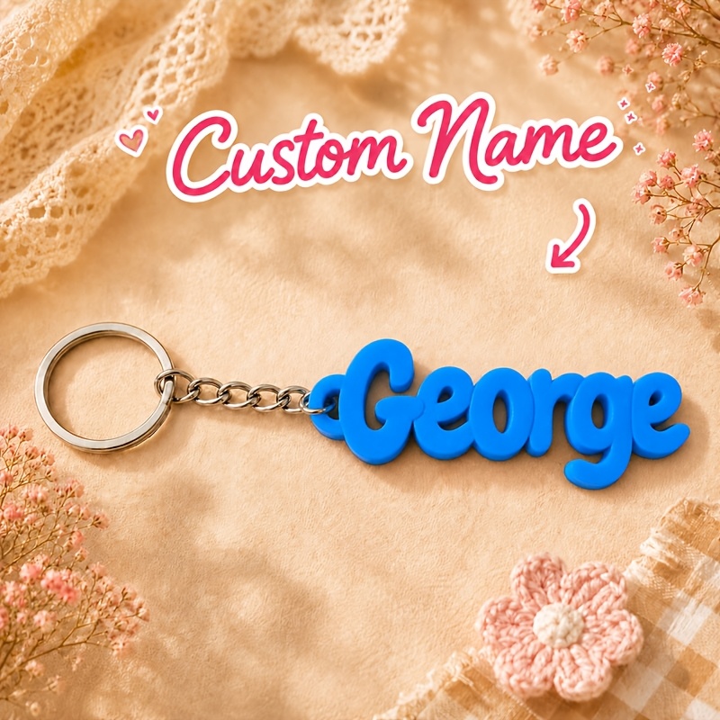 TEMU ["Personalizzato] 1pc Portachiavi con e Testo Personalizzato 13 Colori Multicolore Targhetta con Lettere per Coppie, Accessorio per , Borraccia,