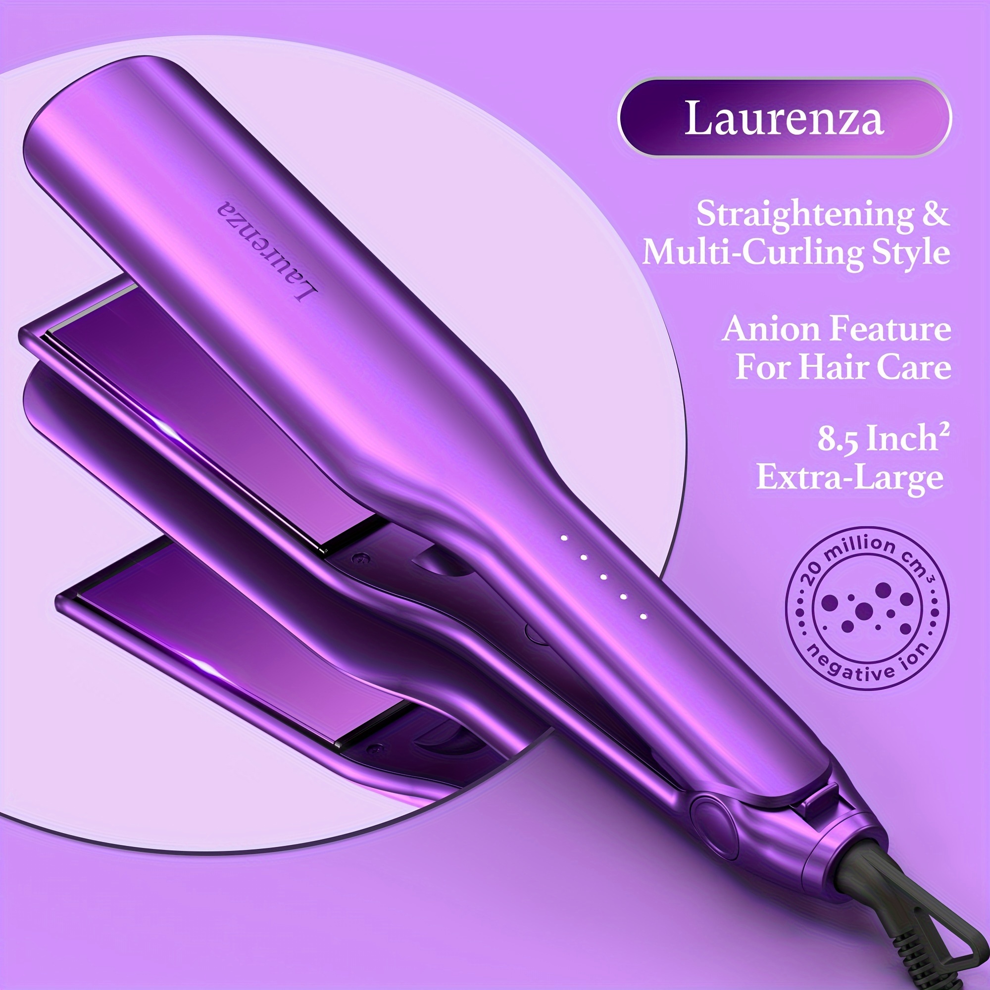 

Milano By Hair Straightener And Curler 2 In 1, Design 8.5 Inch² Extra-large 3d Floating Ceramic Flat Iron, Dual Voltage Straightening Irons With 20 Million Cm³ Anion Outlet