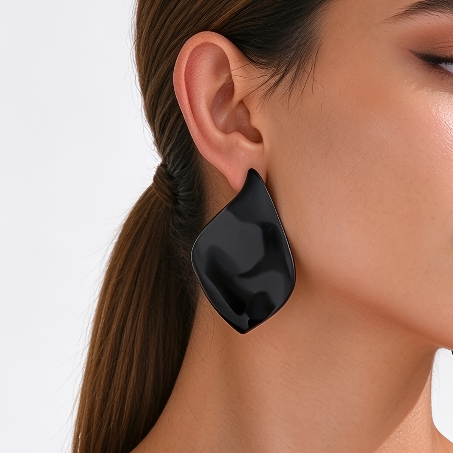 Women's Irregular Hammered Metal Statement Earrings, Unique Design