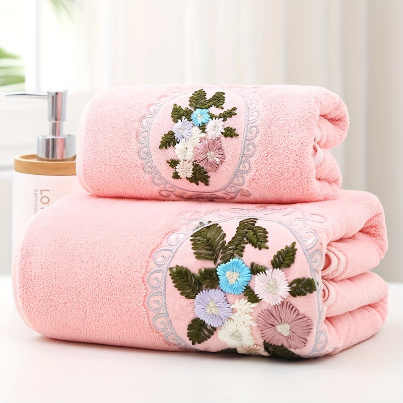self gauze flower bath towel towel 2pcs set flower - Temu Kuwait