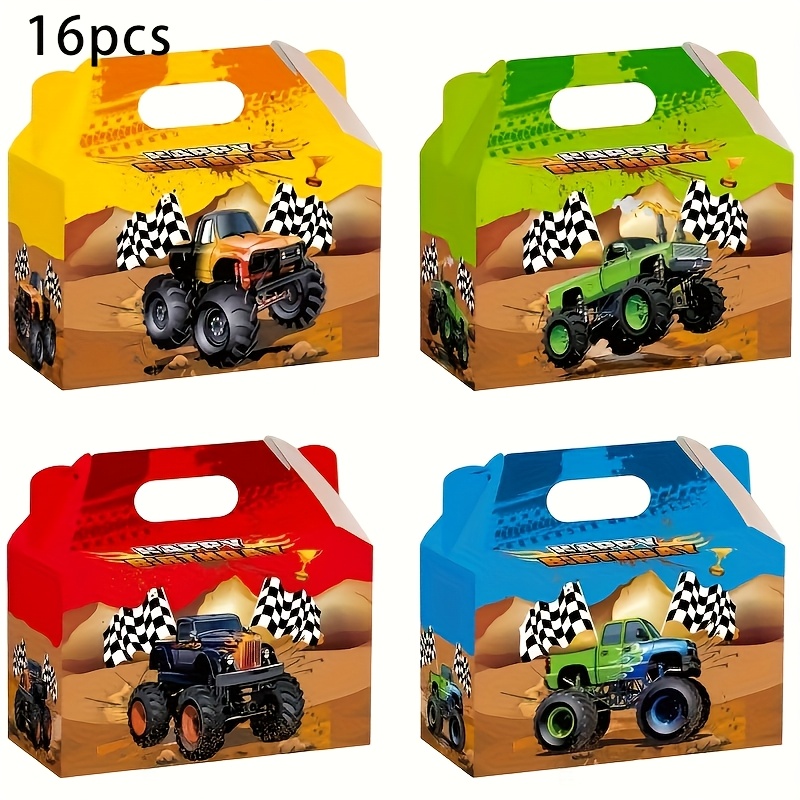 TEMU Boîtes cadeaux sur le thème de automobile avec 8/12/16/24 pièces, Boîtes de fête Monster Truck - Convient pour d'anniversaire, de fête, le
