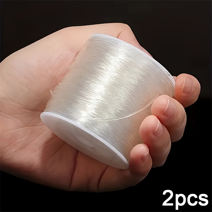 E-shop 2 Stück Große Spulen Transparentes Elastikband 0,5-1,5 mm Dicke – Hochdehnbares Klarsicht-Beadschnur für DIY-Schmuckherstellung, Armbänder,
