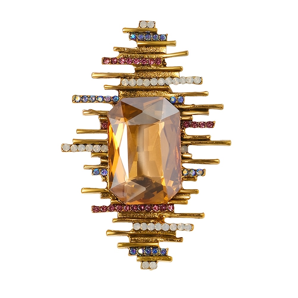 Retro Heavy Industry 3D Rhinestone Brooch, Light Luxury Accessory