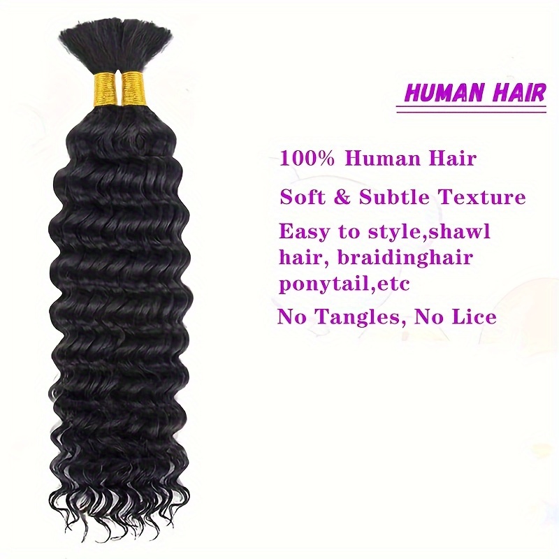 Deep Wave Bulk Human Hair For Braiding (1 Pack-2 Bundles) 3.53oz No Weft  Human Braiding Hair Deep Wave Micro Braiding Human Hair Natural Color 20-28  I