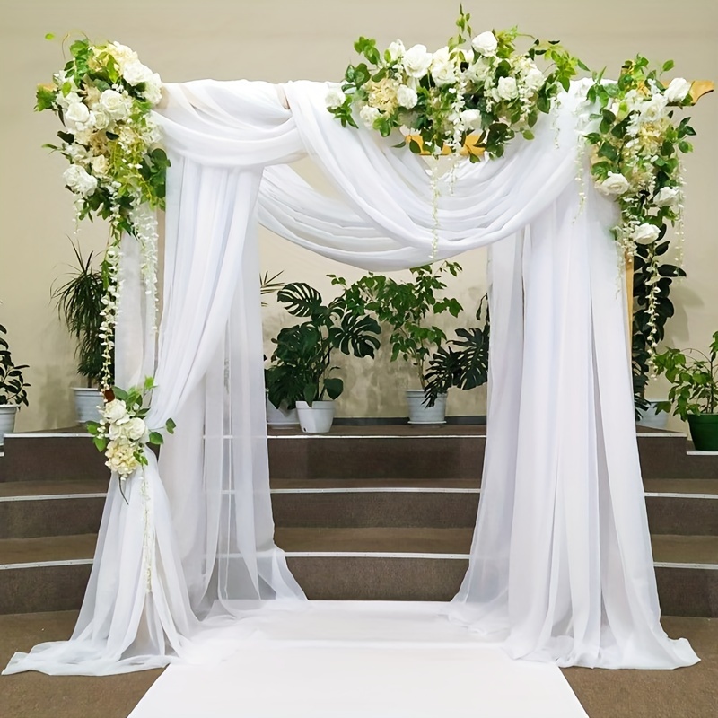 

1pc, Large Size White Wedding Arch Curtain Decoration Fabric, Chiffon Gauze Fabric - 26.2 Feet - Hanging Fabric Romantic Ceremony Evening Dress, Wedding Supplies Clothing, Stage Backdrop Decoration