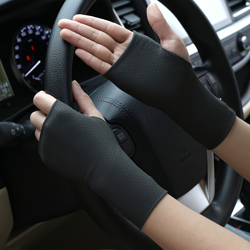 Summer Sun Gloves Solid Color Breathable Sweat Absorb Gloves - Temu