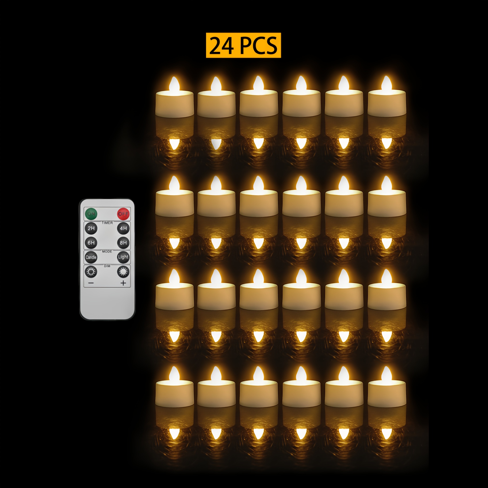 Flameless Smokeless Candles, 6/12/24pcs Pack, Battery Powered Led Tea Light Candles, Real Wax Column Flickering Unscented Ivory Candles, With Remote And Timer, For Wedding, Tabletop, Gift, Outdoor