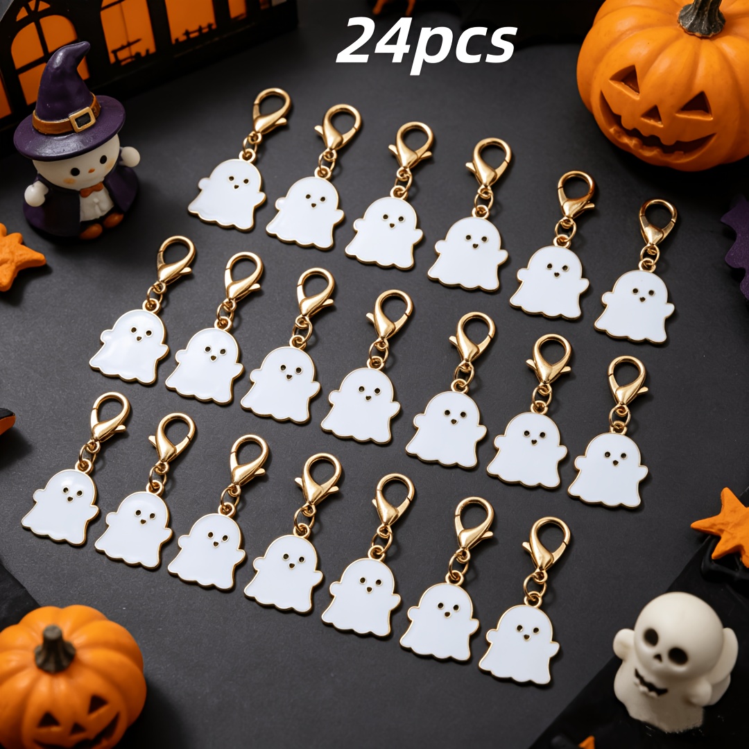 TEMU 24 Styles Of Cute White Keychains, Suitable For Halloween Pranks, Ideal As Graduation, Birthday, Thanksgiving, Halloween, And Christmas Gifts,