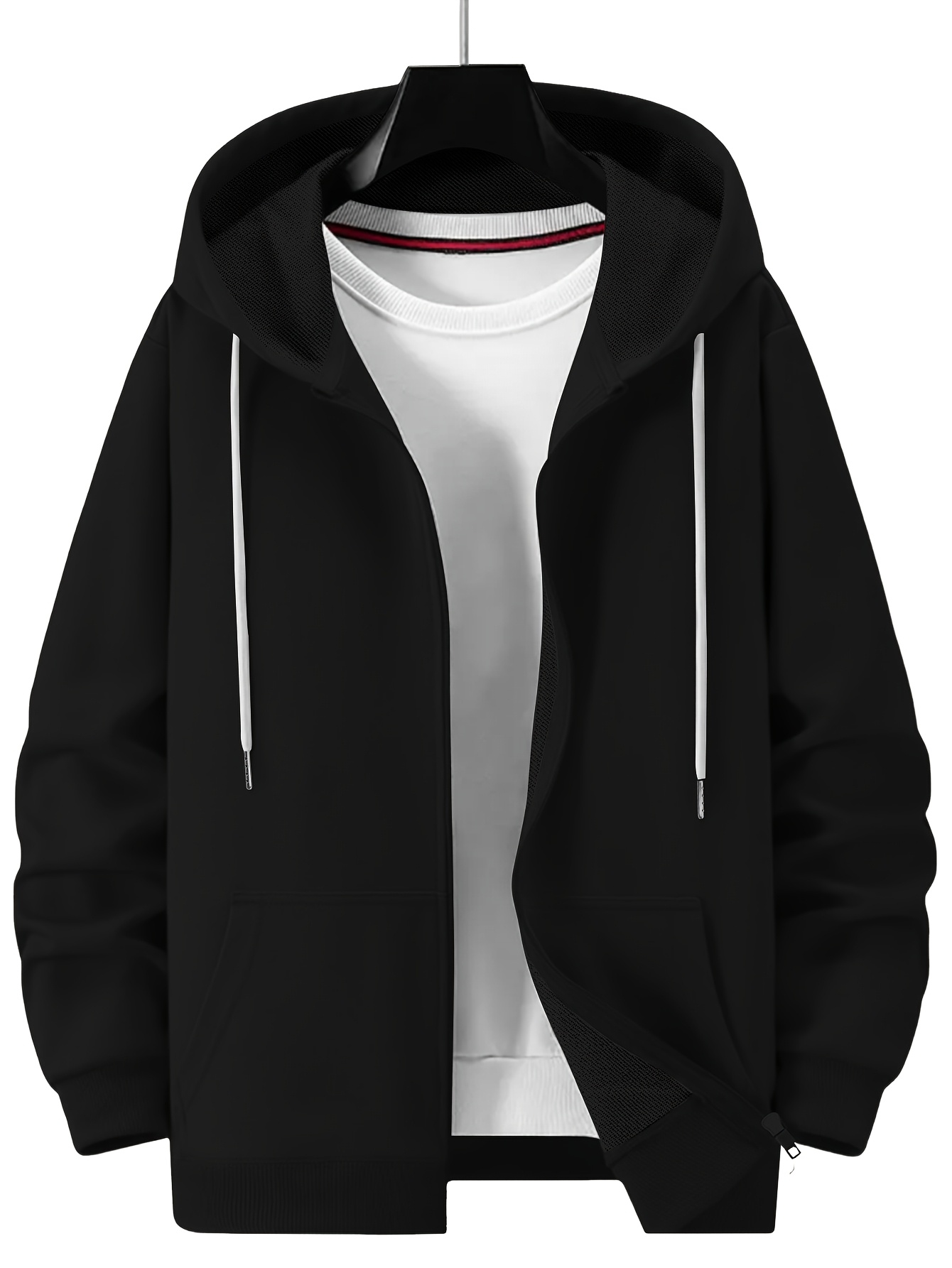 w1080# herren casual kapuzen-cardigan-jacke - lockerer sitz, maschinenwaschbar, einfarbig, reguläre passform für freizeitkleidung, rippbündchen an ärmeln und saum, übergrösse 0