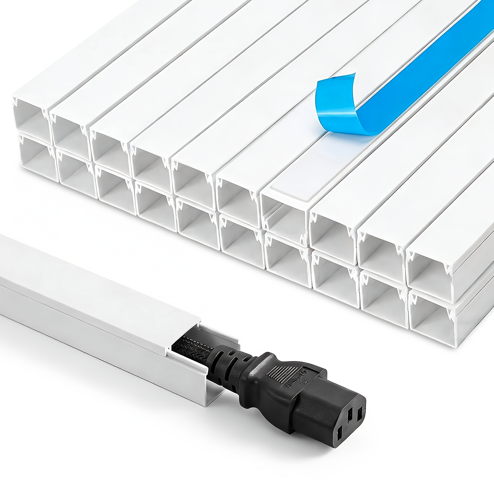 Image of 20 Long Concealed Cable Management Channels, Self-adhesive Backing, No Drilling Required, Paintable, Cuttable, Suitable For Home And Office Use, Easy-to-install Cable Covers