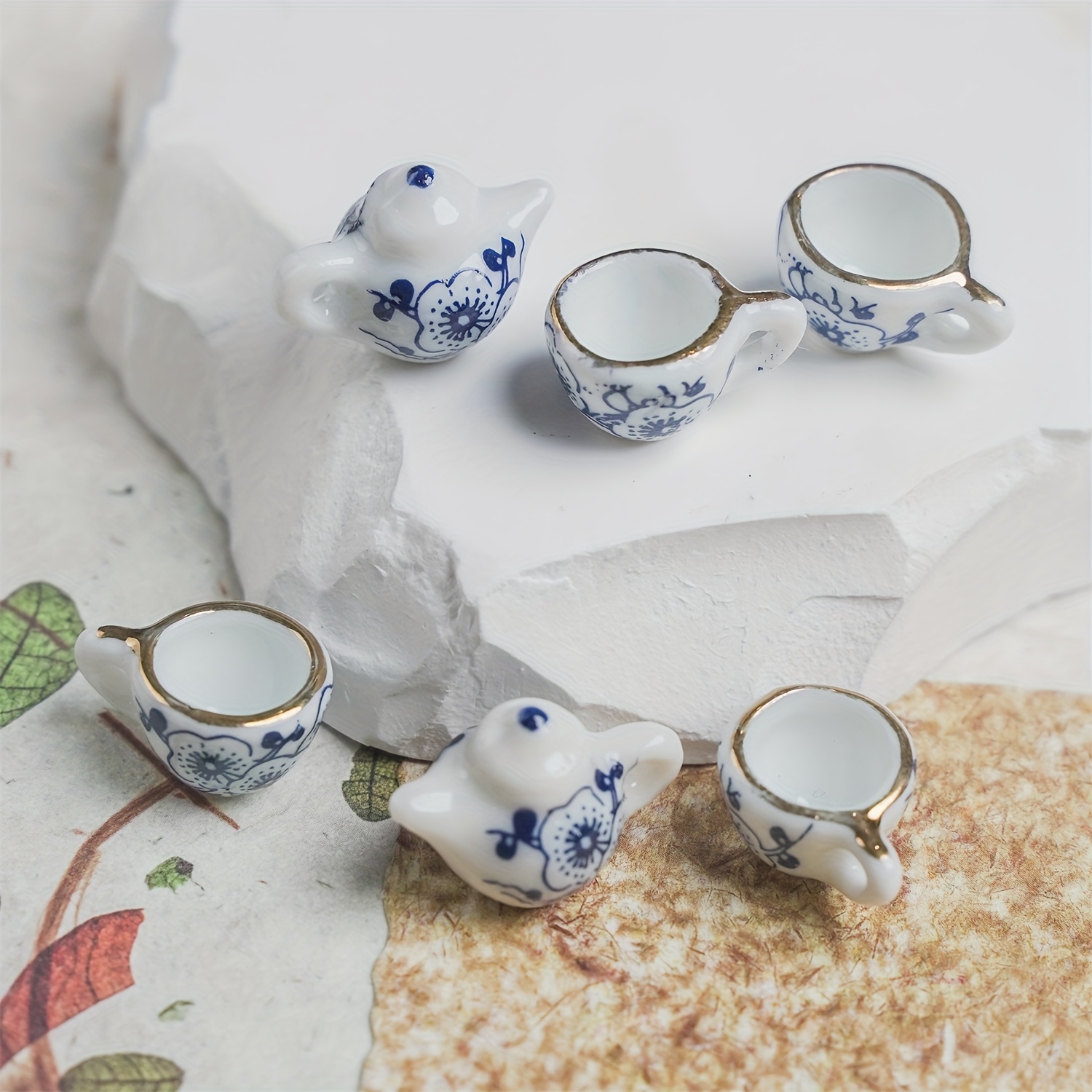 

5pcs Teapot And Cup Pendants, Miniature Ceramic Charms For Making, Necklace, Bracelet, Earrings, Simulation Accessories