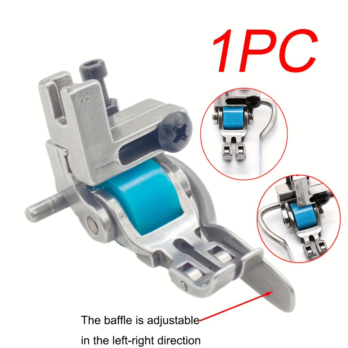 (1pc) Flatbed Sewing Machine T5 Presser Foot With Retaining Edge Positioning Roller, Five-in-one Presser Foot For Curtain, Sofa And Velvet Fabrics