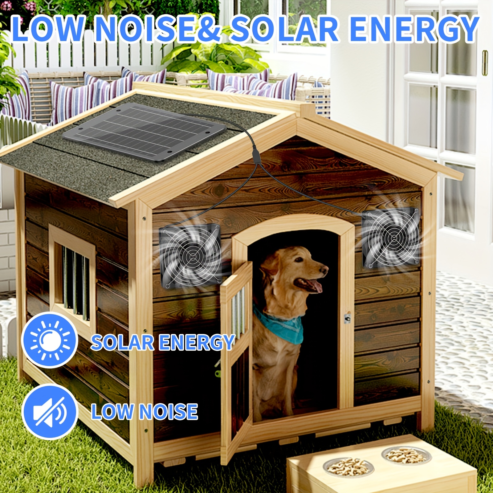 Solar-Powered Dual Fan Ventilation Kit, Low Noise Plastic Air Circulation System for Chicken Coop, Shed, Attic, Greenhouse - No Battery Required
