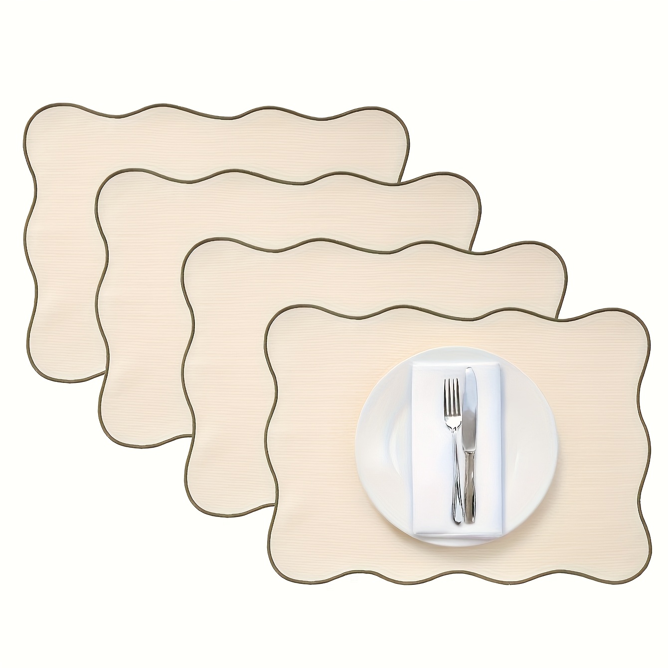 4/6pcs, Solid Candy Edge Placemats, Embroidery-like Lace Table Mats