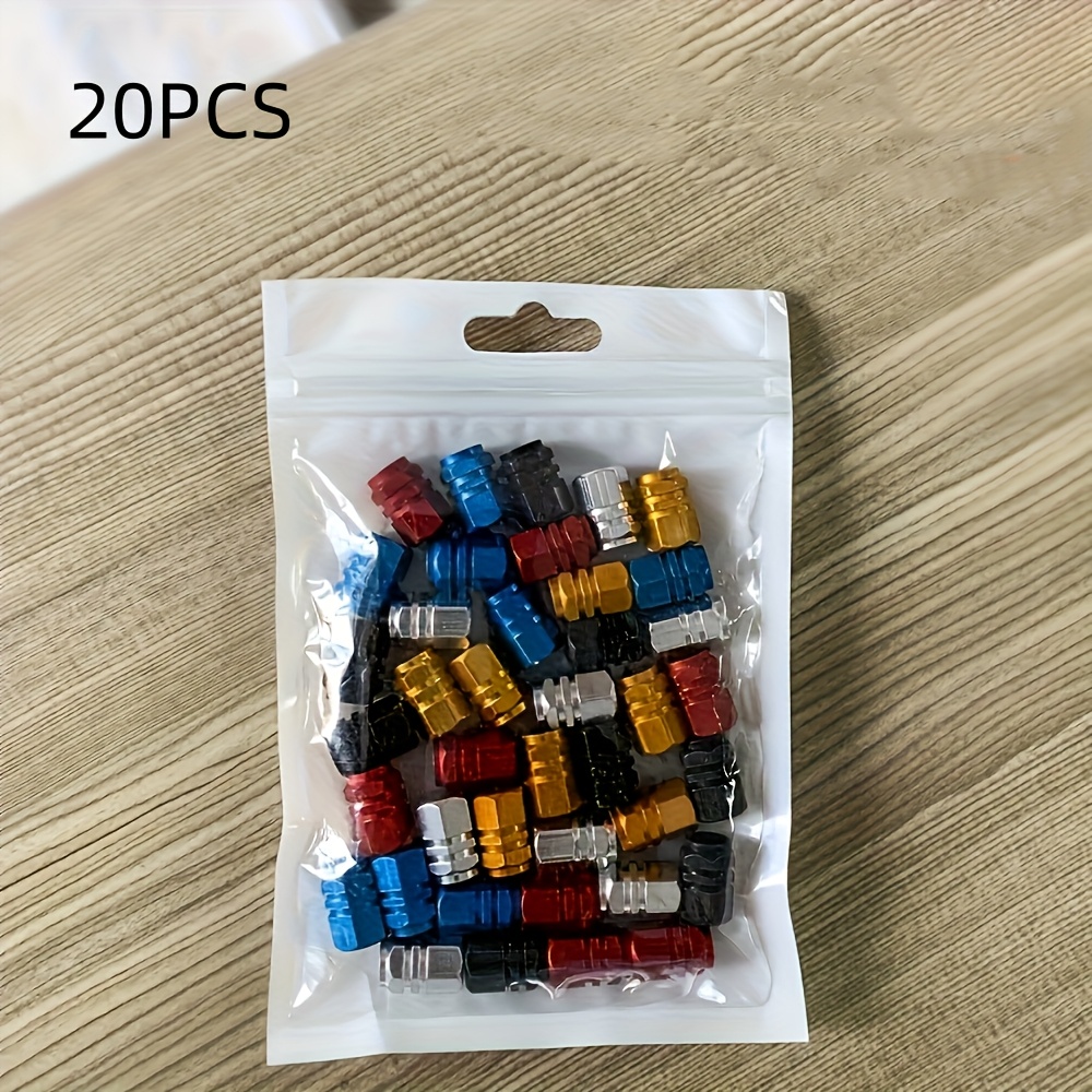 20pcs Car And Bicycle Valve Caps - Durable Tire Caps, Random 5 Colors (red, Blue, Black, Golden, Silvery)