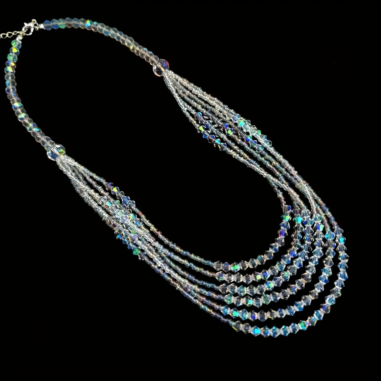 

6 Sparkling Synthetic Crystal Necklace - Fashionable Glass Beads, Perfect Jewelry For Women