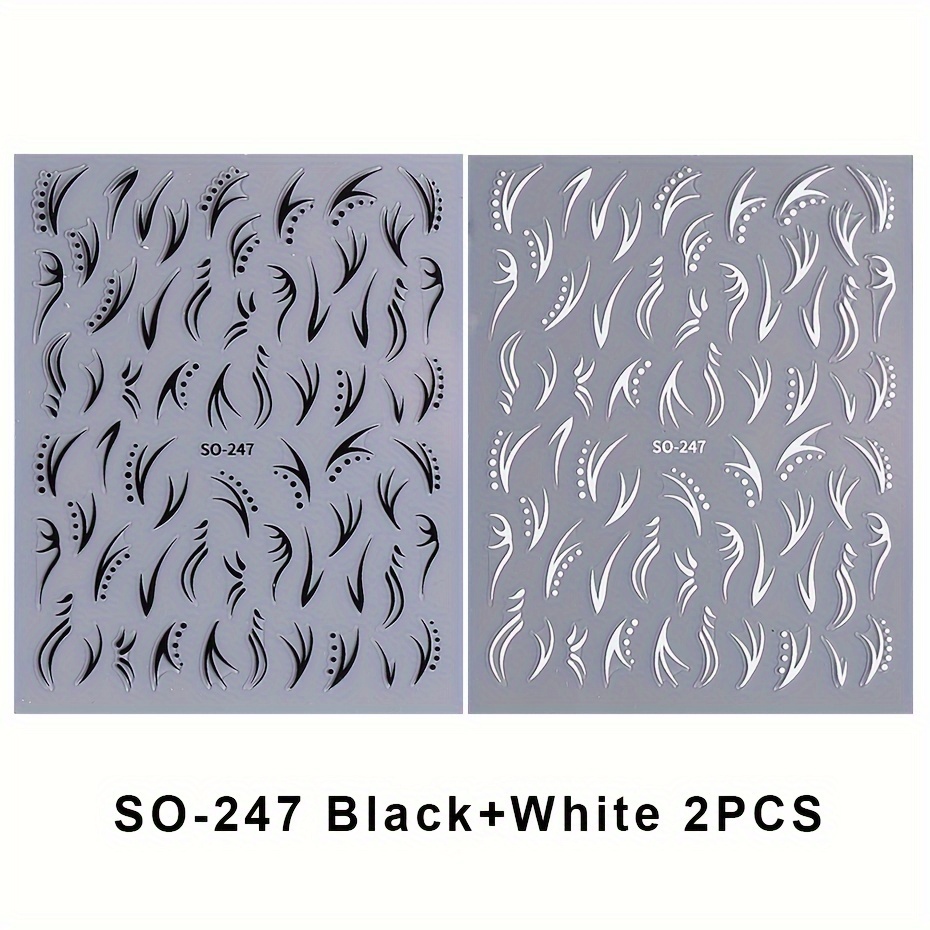 Image of 2pcs 3d White Stripe Line Nail Sticker Geometric Line Simple Lines Gel Polish Nail Decals Wedding Engraved Slider Diy Manicure Art Accessories