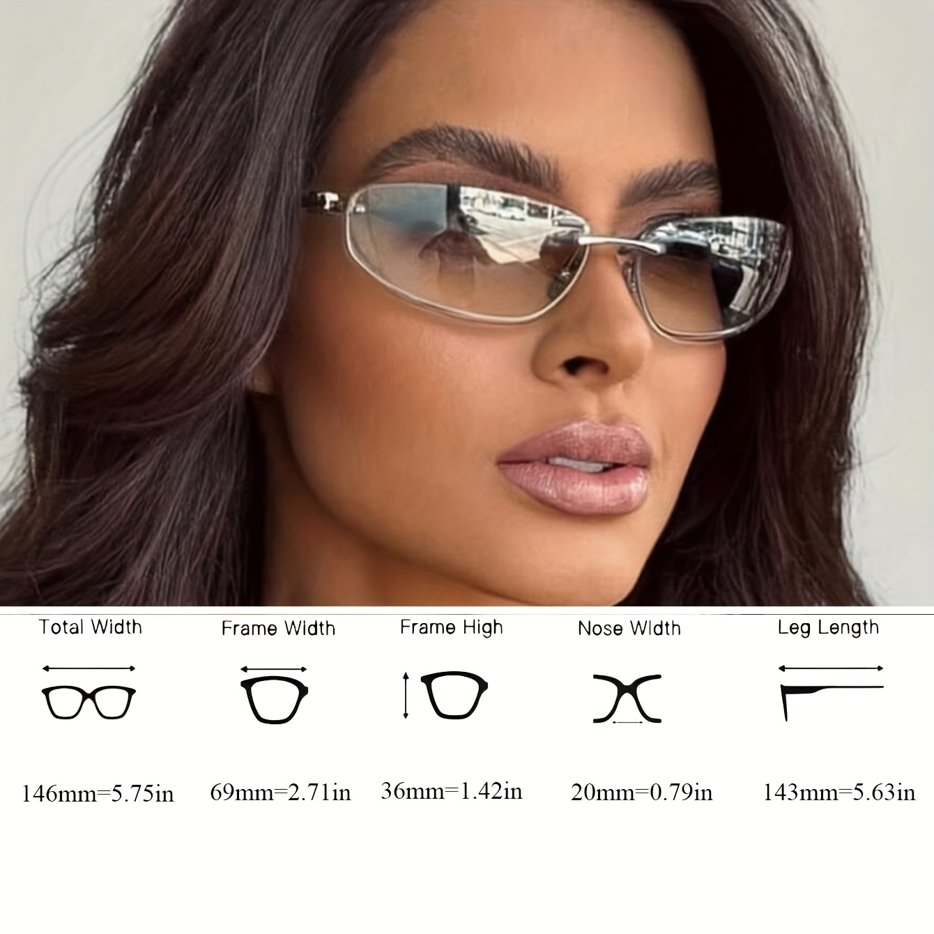 1pc Frameless Oval Fashion Glasses Y2K Personalized Versatile Women\'s Fashion 1pc Frameless Oval Fashion Glasses , Y2K Style, Versatile  main image 2
