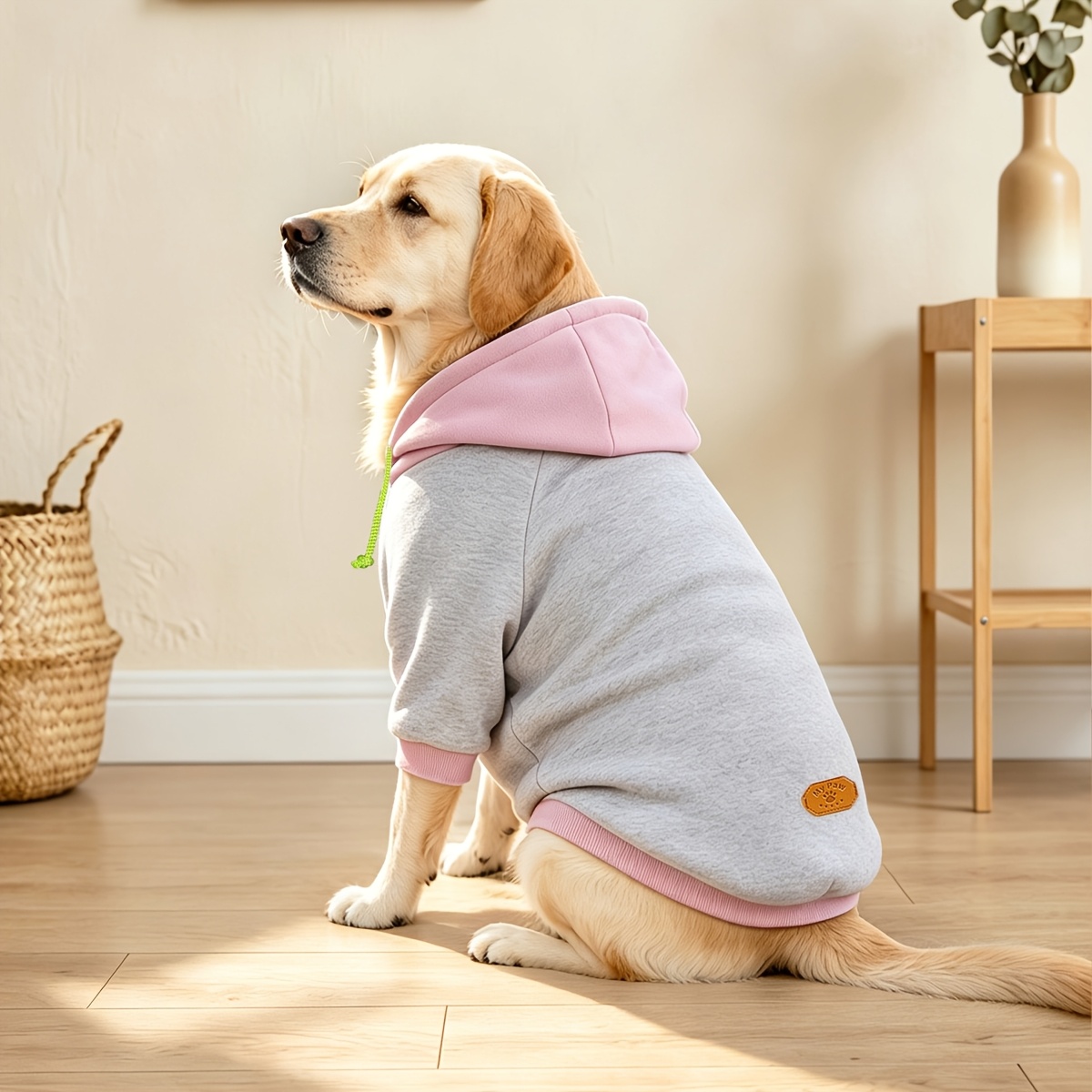 TEMU 1pc Basic Pet Hoodie Coat Soft And Cozy Knitwear For Middle Large Dogs, Thickened Warm Puppy Winter Apparel For Labrador Rottweiler Beagle