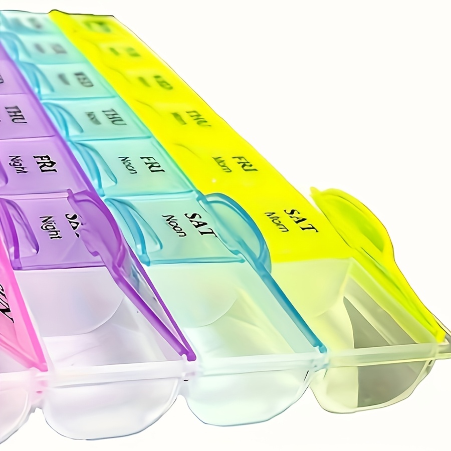 

1pc 28-compartment Pill Organizer - Portable, Large Capacity Health , Plastic, Easy-to-use With Day & Time Labels, 0.98x4.72 Inches - Daily Medication Management, Pill Box