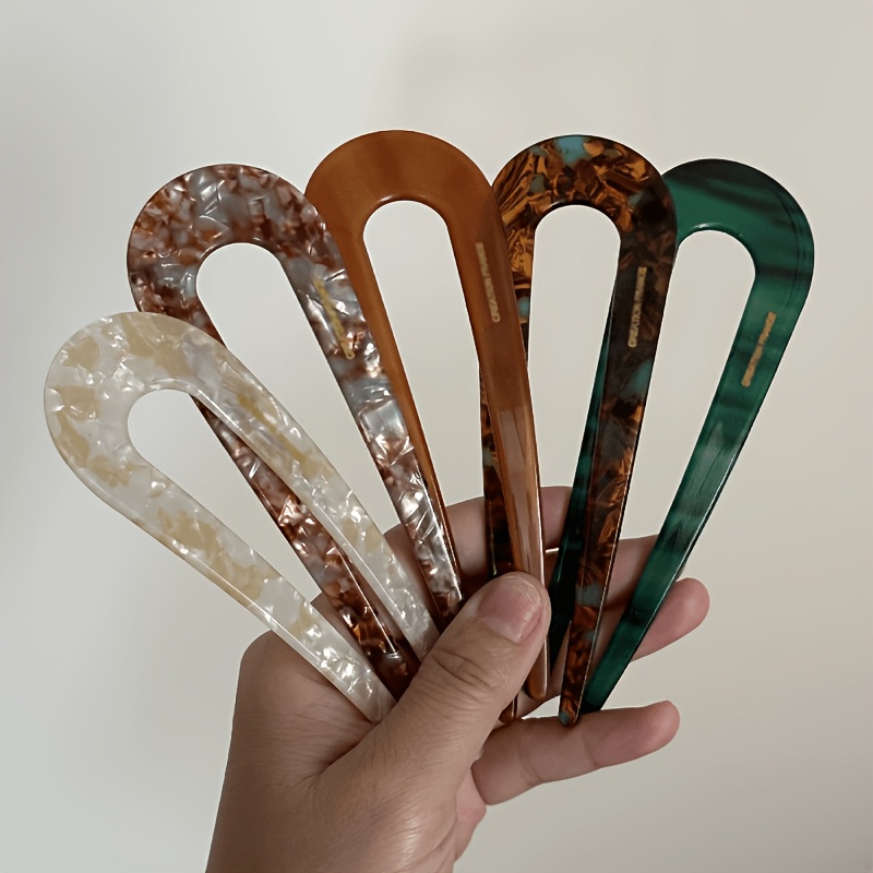 TEMU [Confezione da Assortiti Acrilico] Fermaglio per Capelli Multifunzionale a U Qualit� da , Dispositivo per da Donna, Decorazione , Styling Facile