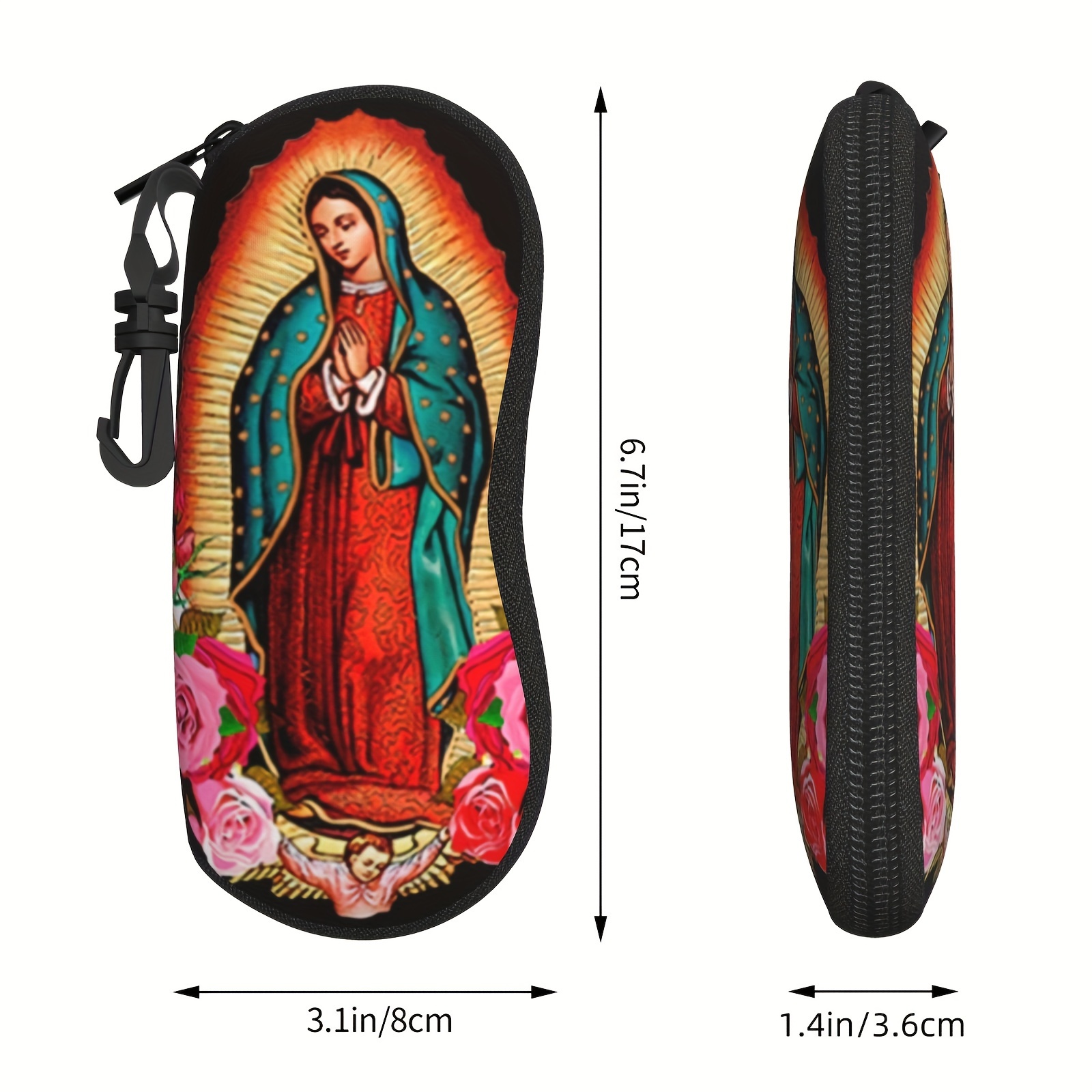   mary of   print glasses case with keychain portable   holder ultra light neoprene protective box for men and women details 17