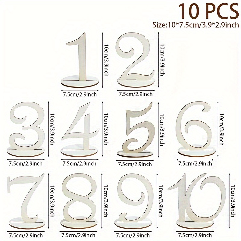 10pcs, Wedding Wooden Seat Cards, Rustic Wedding Party Table Card Ornaments, Birthday Decor Bridal Shower Wedding Table Number Arrangements Seating Card
