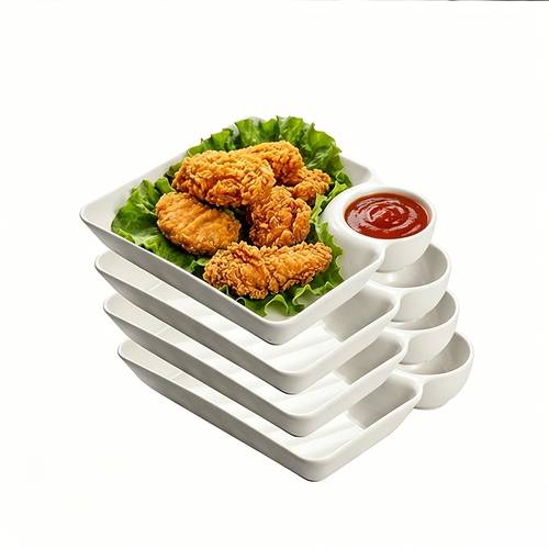 4pcs plastic dumpling plate set snack plate with sauce area divided sushi plate chips and dip plate suitable for appetizers dumplings fried chicken desserts suitable for kitchen dining room outdoor dorm party dishwasher and microwave