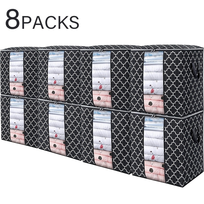 Large Blanket Clothes Organization And Storage Containers For Comforters, Bedding, Foldable Organizer With Reinforced Handle, Clear Window, Sturdy Zippers, Black[100l], Under-bed Storage