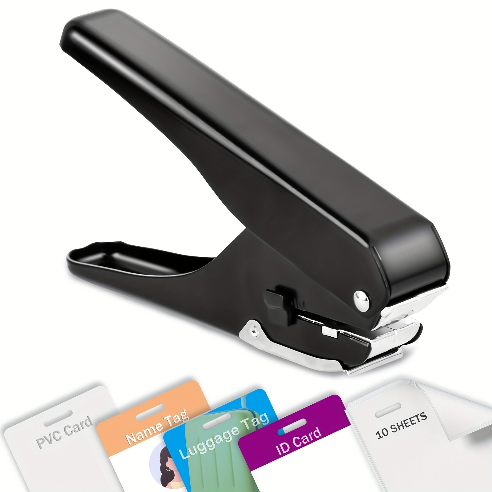TEMU Card Hole Puncher With Oval Holes - A Durable Handheld Puncher For Crafts, Id Badges, And Earrings - , Quick Punching Tool With A Blade For Hard