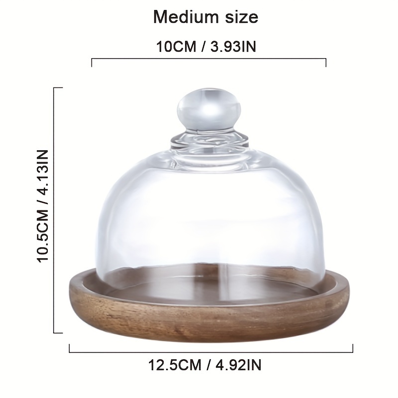 Image of Stand, Mini Dessert Table, Mousse Mochi, Cupcake Stand, Glass Cake Dome, Glass Dome With Wooden Base, Round Transparent Dome, Cake Stand, Cake Display Stand, Cake Cover, Cake Plate