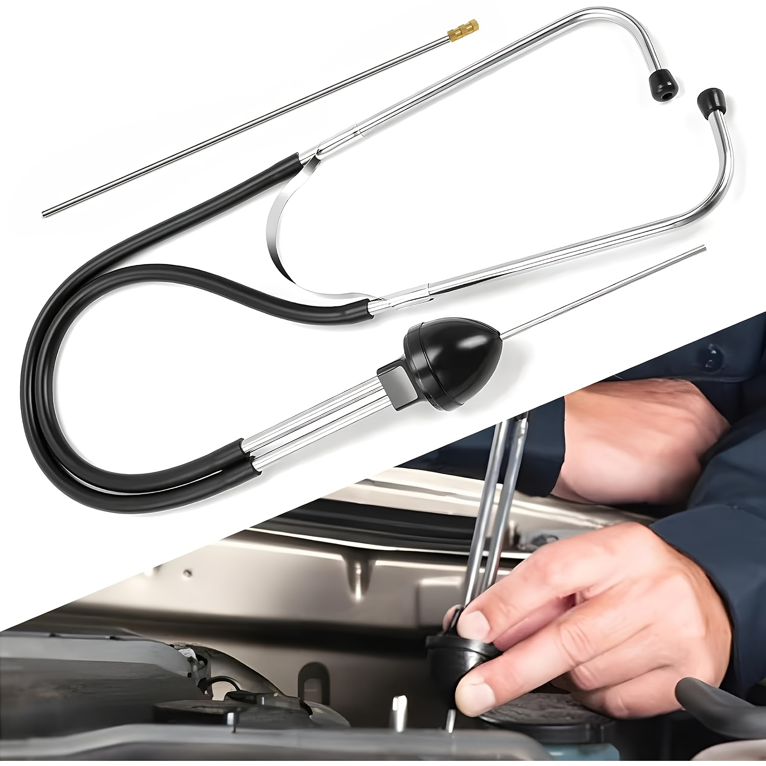 TEMU Car Mechanic Stethoscope, Precision Stethoscope Engine Diagnostic Kit With Extended Probe, Professional Automotive Sensitive Hearing Tool For