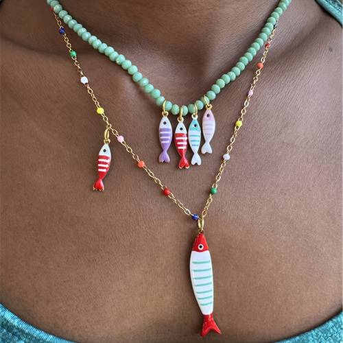 collar de acero inoxidable con colgante de y cuentas, joyería elegante y para mujer, ideal para fiestas