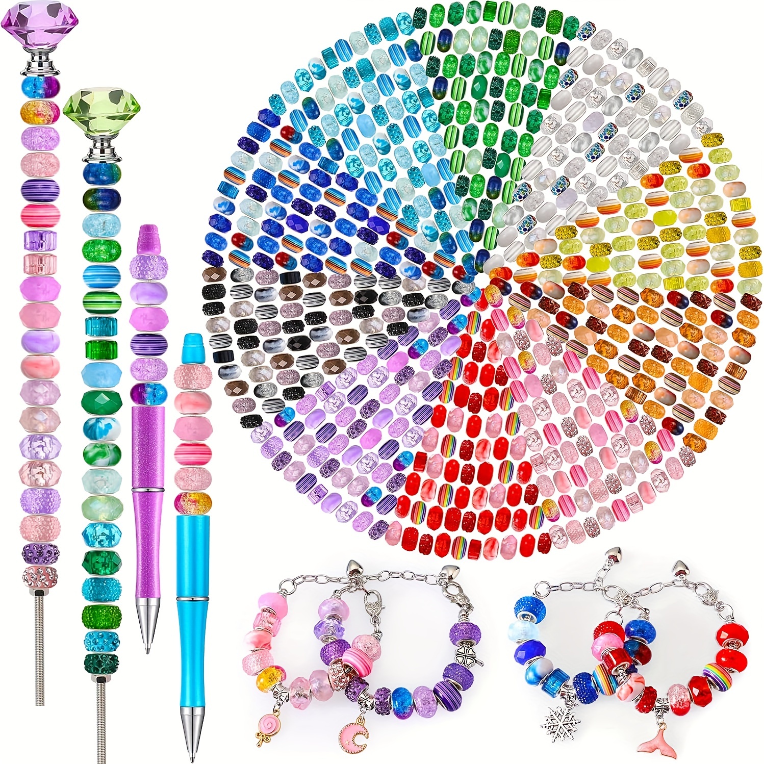 

Bulk Piece Of 30 Multicolor Acrylic Spacer Beads With Large Holes, 12mm Rhinestone-embellished Beads For Diy Pens, Keychains & Jewelry Crafting