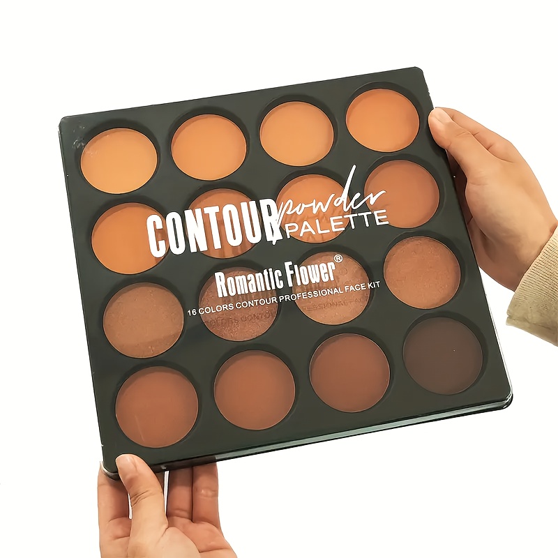 16-color/9-color Dark Bronze Palette, Matte, Shimmer, Foundation Color Palette, for Contouring, Concealing, Setting, Oil-control Foundation, Eyeshadow, Shading, Nose Contouring Palette, Matte Natural with Subtle Shimmer