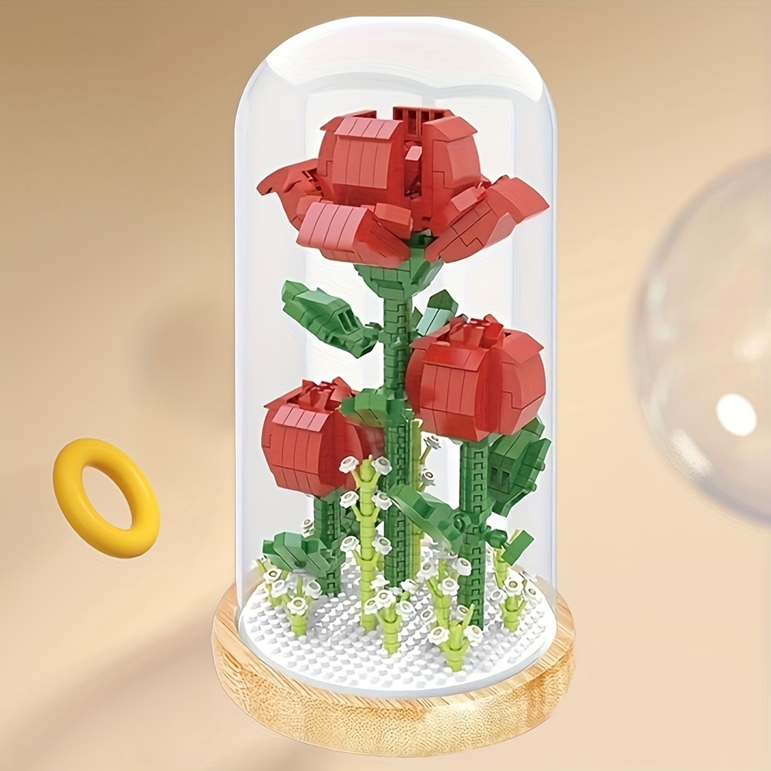 Roses Building Blocks Compatible With Lego Puzzle Toys Ornaments