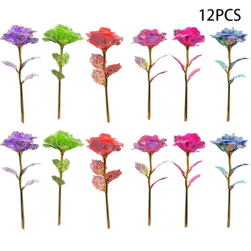 

12pcs Vibrant Mixed Color Artificial Roses - , Realistic Flowers For Valentine's, Christmas, Day & Wedding Decorations, Plastic, No Battery Required, Bouquet Accessories