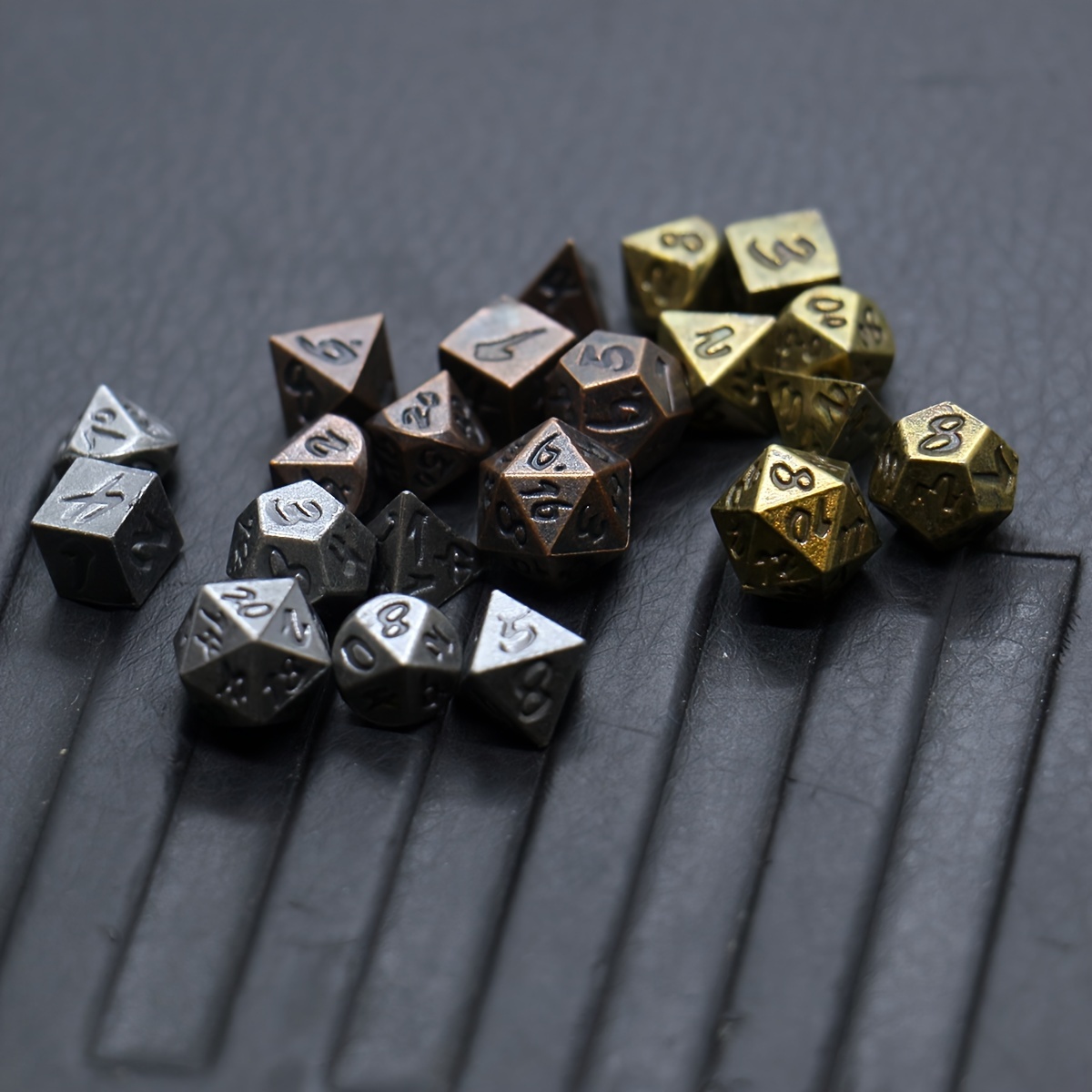 

21pcs/3set Metal Archaized Dice Set, Polyhedral Table Dice, -playing Rpg Dice, Adult Toy, Metal , Includes Dice, In