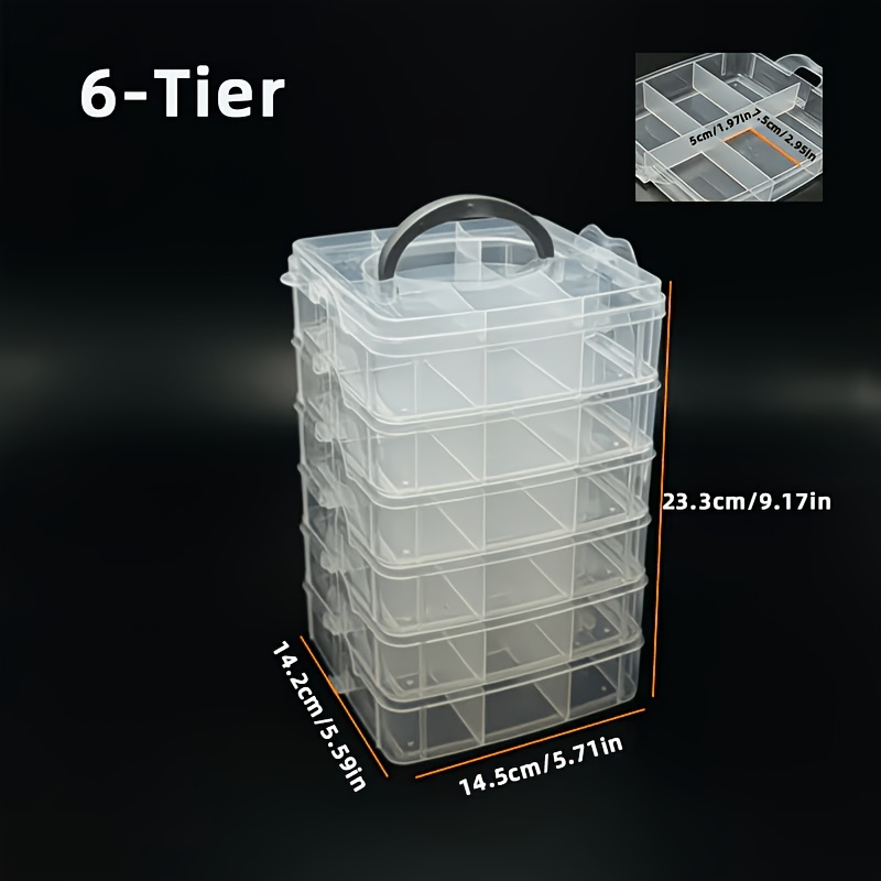 TEMU Lot de 7 boîtes de rangement en plastique transparent avec couvercle et poignée confortable, 6 conteneurs séparés amovibles empilables à