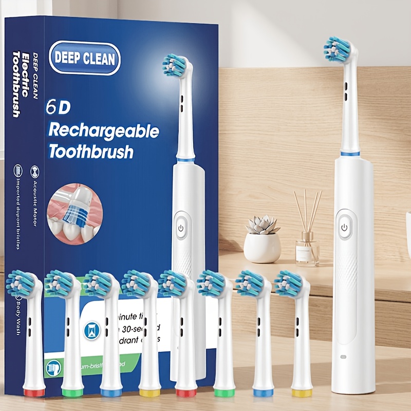 Adult Ip67 Waterproof Rotary Electric Toothbrush With Cleaning , Rechargeable Power And 2-minute Function