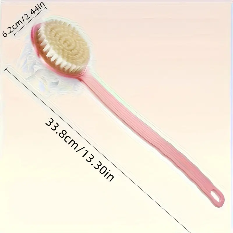 1pc long handle shower brush with double sided mesh exfoliating scrubber light beige essential bathroom shower accessory Product details 3
