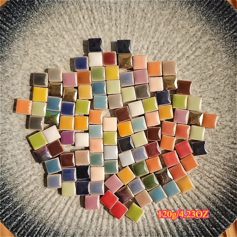 Image of 120g Square Colored Mixed Ceramic Package Size 1cm × 1cm (0.39in × 0.39in) Handmade Material Collage Decorative Sheet | Used For , Painting And Jewelry Production, Home Decoration Petal Art