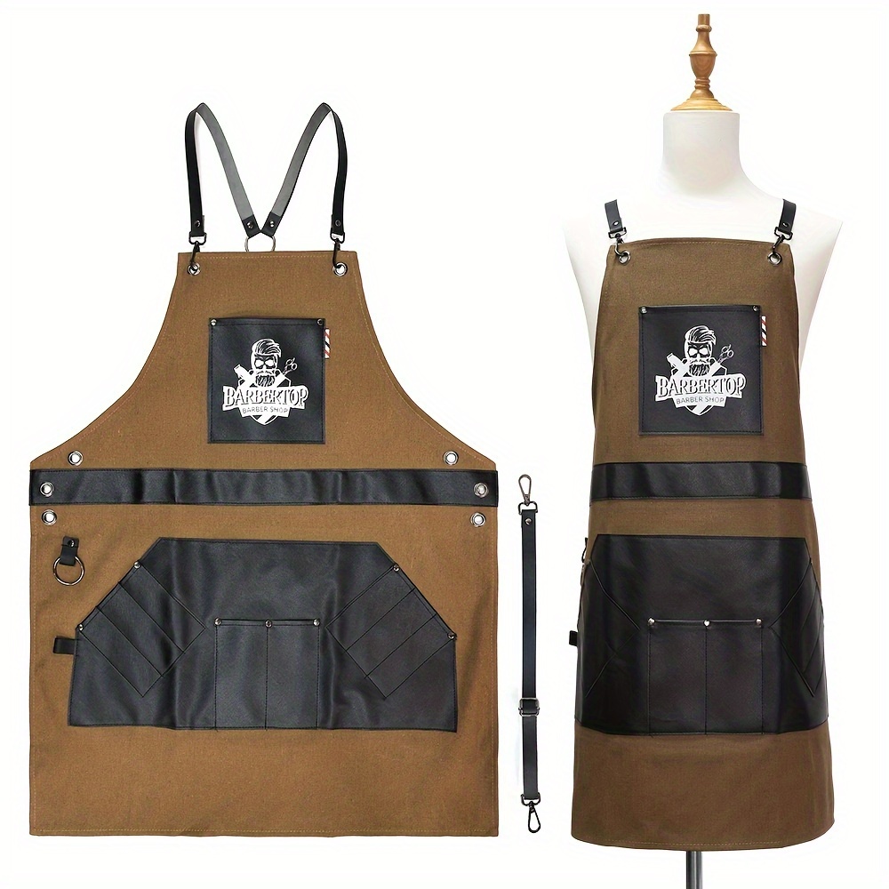 

Unisex-adult Vintage Barbershop Apron, Hairdresser Salon Apron With Pockets, Ironing, Dyeing, Oil Treatment Work Clothes, Tools & Accessories For Normal Hair Style