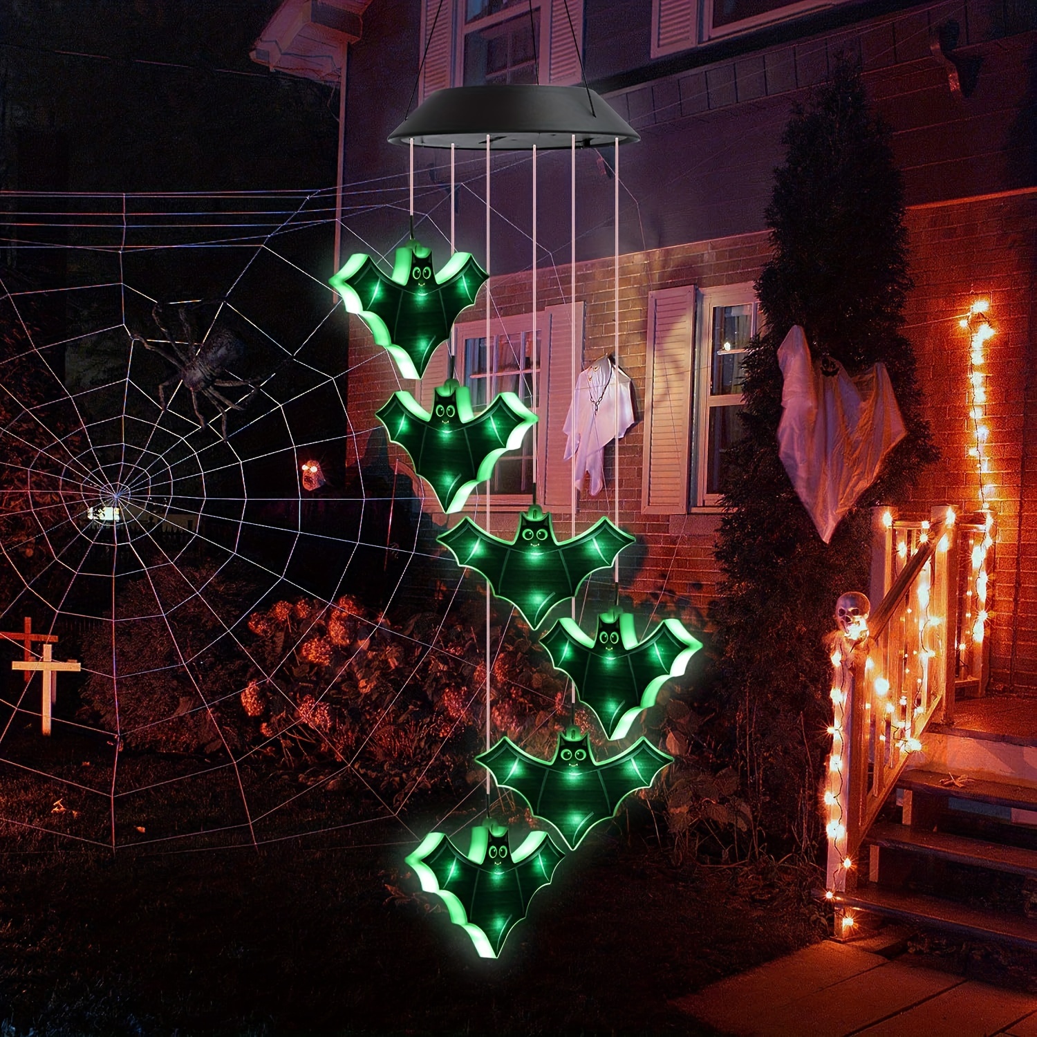 Spooky Bat shops & Skull Halloween Wind Chime