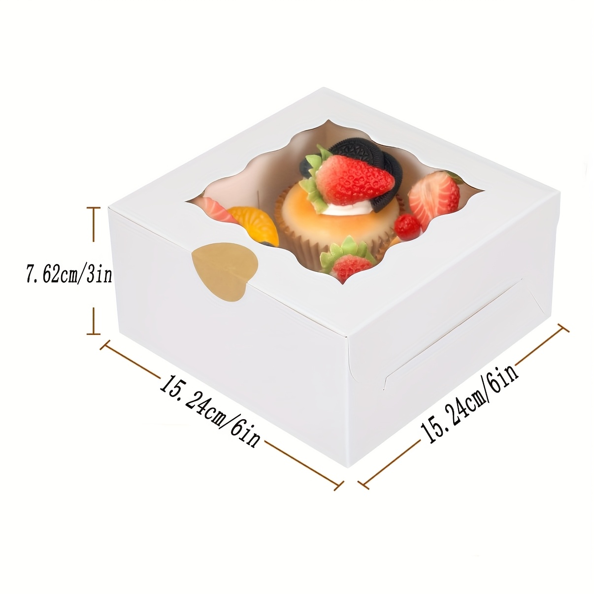 E-shop 20 Stück Weiße Bäckerei-Kartons mit klarem Fenster - 6x6x3 Zoll Robuste Papier-Kuchen- und Keks-Kartons für , Pasteten, Muffins -
