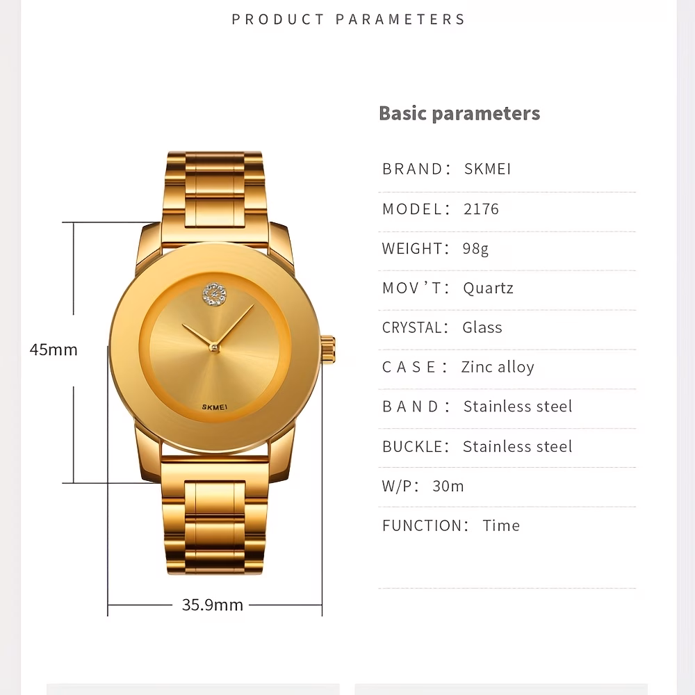 stylish womens quartz watch with a round dial suitable for parties and everyday wear this accessory is perfect for enhancing outfits and a great birthday gift Product details 2