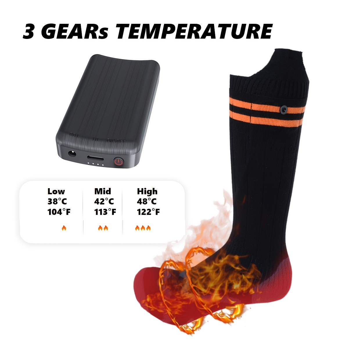 Socks with Three Temperature Settings, Perfect for Keeping Your Feet Warm While Fishing, Skiing, Hiking, Or Camping in Winter, Equipped with a 4000Mah Battery, an Ideal Winter Gift.