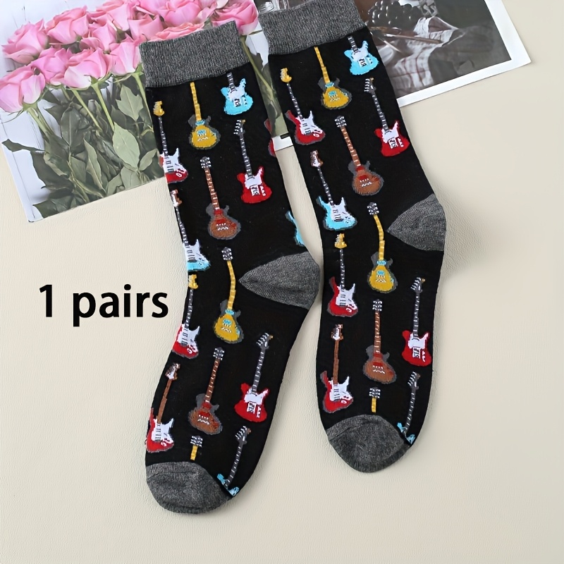 Mixed /2/3 Pairs Mid-calf Socks - Sy - Colorful Guitar Versatile Fashion Style Socks