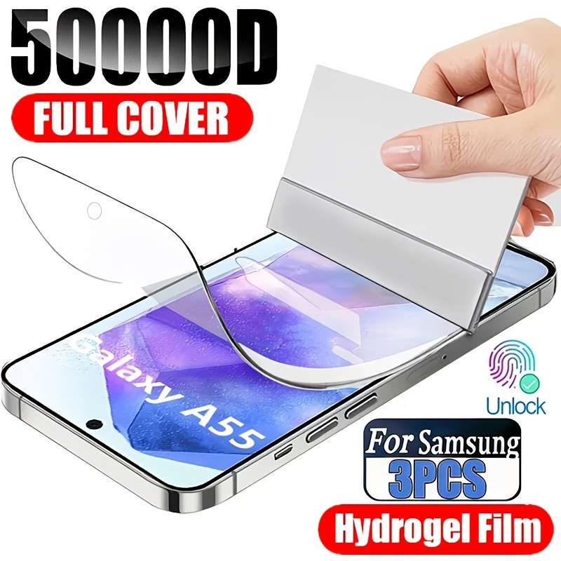 TEMU 3 stuks HD Hydrogel Folie, TPU Zachte Folie, Ondersteunt Vingerafdrukontgrendeling, Geschikt voor for Galaxy