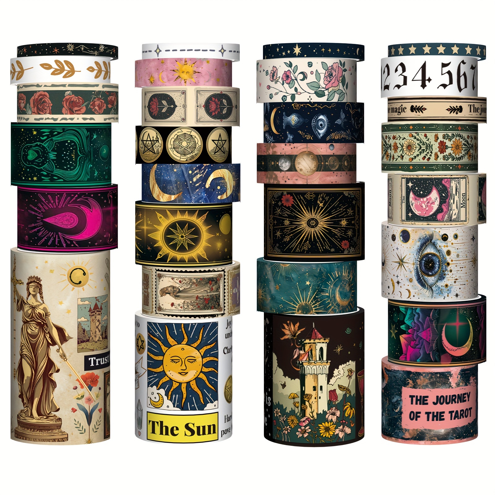 29 Rolls Tarot Astrology Washi Tape Set, Zodiac Decorative Tape For Junk Journal, Scrapbooking, Planner, Collage & Diy Crafts